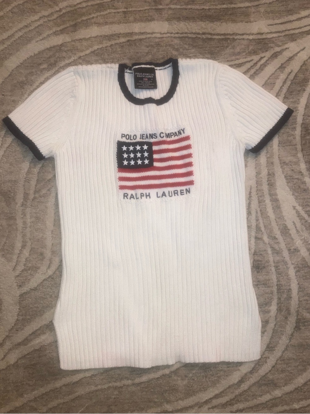 Vintage polo Ralph Lauren ribbed top American flag